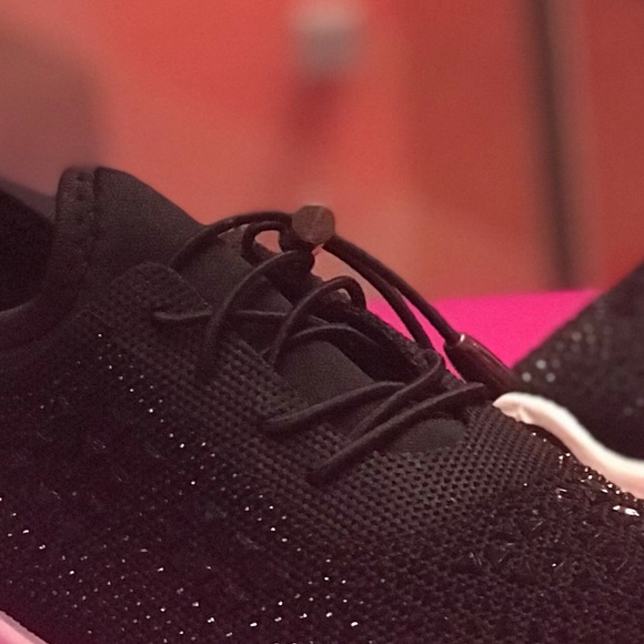 Restocked! Italina GEMA Lace Up Black Knit Platform Bubble Rhinestone Sneakers - Picture 10 of 12